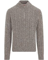 Kiton - Half Zip Cable Knitted Sweater - Lyst
