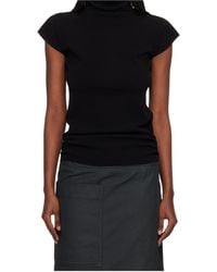 Issey Miyake - High-Neck Cap Sleeve Knit Sweater - Lyst