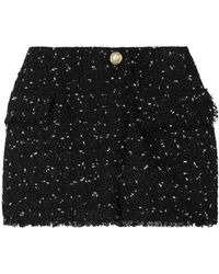 Balmain - Frayed Hem Tweed Mini Skirt - Lyst