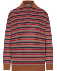 Prada - Striped Cashmere Polo Shirt - Lyst