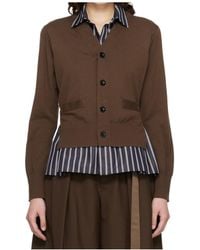 Sacai - Long-Sleeved Patchwork Cardigan - Lyst