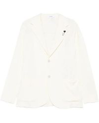 Lardini - Herringbone Knit Flower Detail Blazer - Lyst
