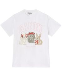 Ganni - Animals Printed T-Shirt - Lyst