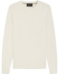 BOSS - Boss Textured Crew Neck Knitted Sweater - Lyst