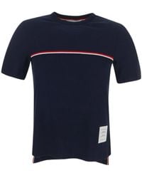 Thom Browne - Rwb Striped Crewneck T-Shirt - Lyst