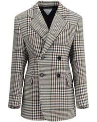 Bottega Veneta - Double-Breasted Checked Jacket - Lyst