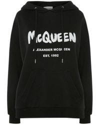 McQueen - Graffiti Logo Printed Hoodie - Lyst