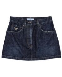 Prada - Denim Mini Skirt - Lyst