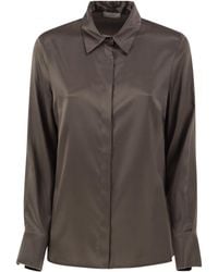 Peserico - Stretch Silk Shirt With Concealed Button Fastening - Lyst