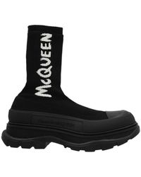 McQueen - Tread Slick Logo Intarsia Boots - Lyst