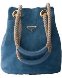 Prada - Small Mariner Suede Bucket Bag - Lyst