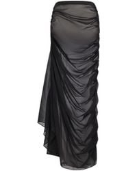 GIUSEPPE DI MORABITO - Ruched Draped Silk Maxi Skirt - Lyst
