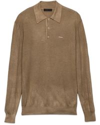 Prada - Wool And Silk Polo Sweater - Lyst