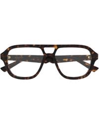 Gucci - Tortoiseshell-Effect Pilot-Frame Glasses - Lyst