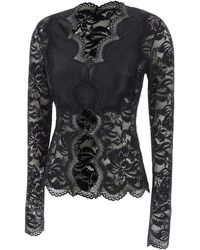 Rabanne - Rabanne Lace Cut-Out Long-Sleeve Top - Lyst