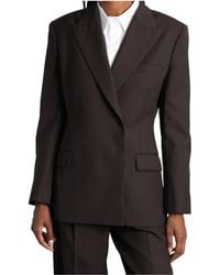 Anine Bing - Double-Breasted Padded Shoulder Blazer - Lyst