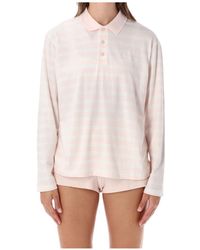 Sporty & Rich - Striped Long Sleeve Polo Top - Lyst