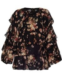 AllSaints - Lissie Ruffled Floral Top - Lyst