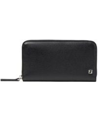 Fendi - Ff Zip-Around Full-Grain Leather Wallet - Lyst