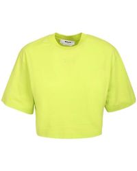 MSGM - Logo-Print Cropped T-Shirt - Lyst