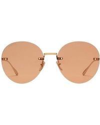 Gucci - Eyewear Round Frame Logo Pendant Sunglasses - Lyst