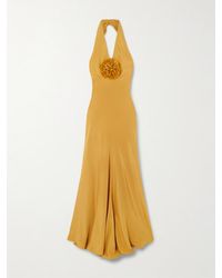 Rodarte - Embellished Silk-Crepe Halterneck Gown - Lyst