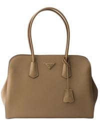 Prada - Large Leather Tote Bag - Lyst