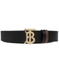 Burberry - Logo Plaque Reversible Buckled Belt - Lyst