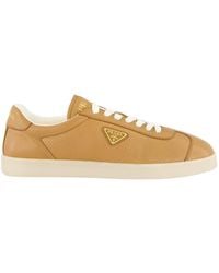 Prada - Lace-Up Leather Sneakers - Lyst