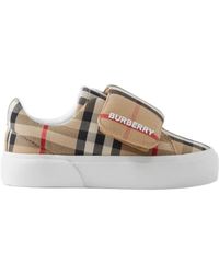 Burberry - James Check-Pattern Touch-Strap Sneakers - Lyst
