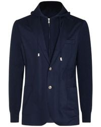 Eleventy - Knit Panel Hooded Jacket - Lyst