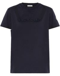 Moncler - Logo Embroidered Crewneck T-Shirt - Lyst