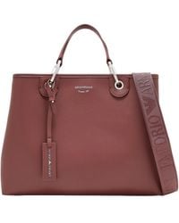 Emporio Armani - Logo-Print Grained-Effect Tote Bag - Lyst