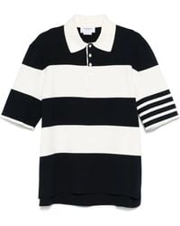 Thom Browne - Striped Short Sleeved Polo Shirt - Lyst