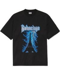 Balenciaga - Cotton Paris Thunderstorm T-Shirt - Lyst
