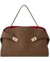Ferragamo - Ferragamo Hug Soft Bicolor Large Shoulder Bag - Lyst