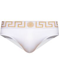 Versace - Greca Border Stretched Swim Shorts - Lyst