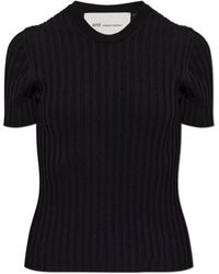 Ami Paris - Ami Pleated Ribbed Knitted Top - Lyst