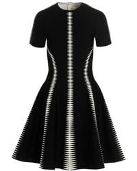 McQueen - Spine Jacquard-Pattern Flared Mini Dress - Lyst