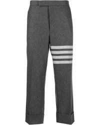 Thom Browne - 4-Bar Stripe Detailed Flannel Trousers - Lyst