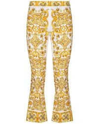 Dolce & Gabbana - Majolica Trumpet-Leg Silk Pants - Lyst