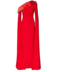 Safiyaa - Rinoa Caped Crépe Gown - Lyst