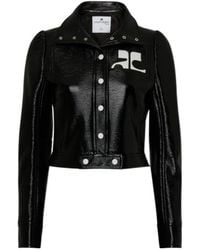 Courreges - Long-Sleeve Logo Leather Jacket - Lyst