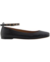 Emporio Armani - Square Toe Buckle Detailed Ballet Flats - Lyst