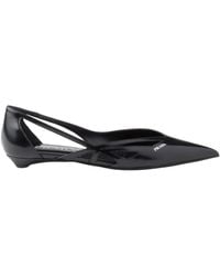 Prada - Pointed-Toe Cut-Out Detailed Ballerinas - Lyst