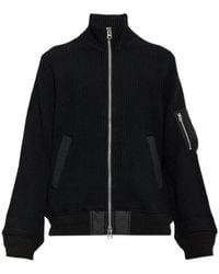 Sacai - Ribbed-Knit Zip-Up Cardigan - Lyst