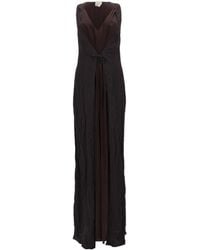 Alysi - Sheer Tie-Front Maxi Dress - Lyst