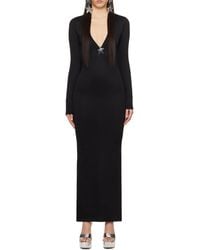Area - V-Neck Fine-Ribbed Maxi Dress - Lyst