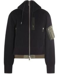 Sacai - Sponge Sweat X Nylon Twill Hoodie - Lyst
