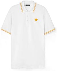 Versace - Medusa-Embroidered Short-Sleeved Polo Shirt - Lyst